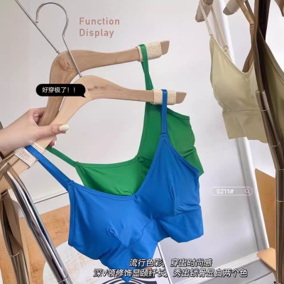 夏季新款冰丝美背批发固定一体杯抹胸式内衣外穿打底小胸薄款裹胸