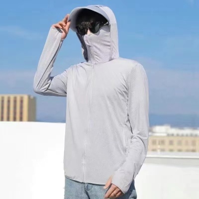 冰丝防晒衣男士夏季连帽风衣超薄款透气户外钓鱼防晒服外套夹克