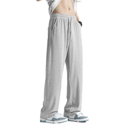 冰丝垂感裤子男夏季灰色直筒速干休闲长裤宽松阔腿凉感运动裤卫裤