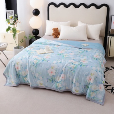 跨境新款翩翩起舞空调被薄被立体浮雕3D数码印花凉感丝夏被批发