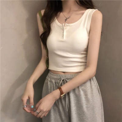 2025年粉色吊带背心女内搭外穿美背夏季甜辣风短款上衣 一件代发