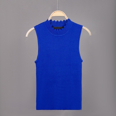 跨境爆款新款欧美时尚无袖波浪领夏季女装针织衫毛衣源头工厂