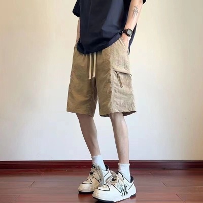 潮牌工装短裤男士夏季薄款2025新款运动裤外穿冰丝百搭五分休闲裤