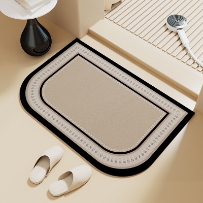 奶油风卫生间地垫拱形硅藻泥浴室外门口吸水垫厕所淋浴房防滑地毯