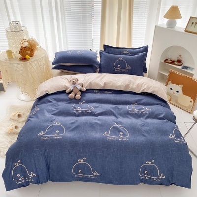 厂家批发四件套简约被罩三件套亲肤面料学生宿舍床单被套床上用品