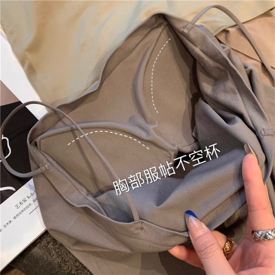 性感内搭外穿自带胸垫背心方领美背女士内衣性感小吊带背心裹胸女