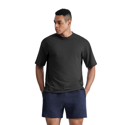 优质重磅全棉oversized男士T恤潮牌纯棉宽松落肩短袖男装T恤