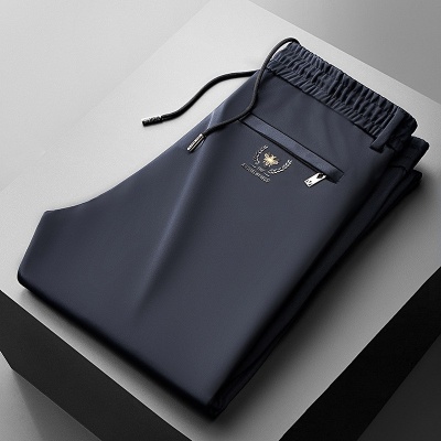 夏季休闲裤男直筒裤弹力腰男裤中青年松紧腰薄款小蜜蜂大码运动裤