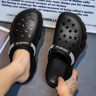 EVA洞洞鞋男士夏季外穿防滑踩屎感包头拖鞋开车运动沙滩凉鞋大码