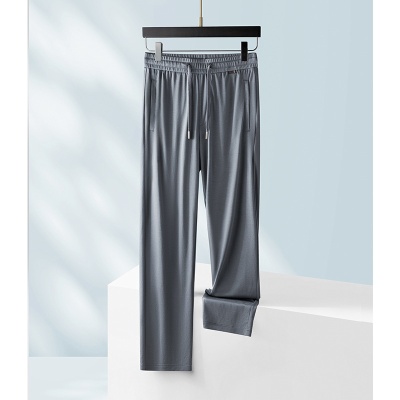 2025夏季薄款新疆棉男士丝滑凉感宽松直筒松紧腰中年男裤子