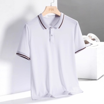 polo衫男装潮牌t恤爸爸装商务绅士冰丝降温T恤中老年休闲薄款男装