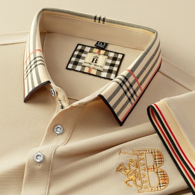 啄木鸟正品大牌男装夏季短袖t恤男士格子宽松翻领潮牌polo衫男式