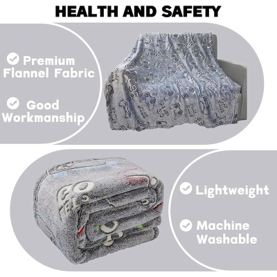 跨境一件代发儿童游戏机手柄夜光毯子法兰绒毯卡通空调被灰色毛毯