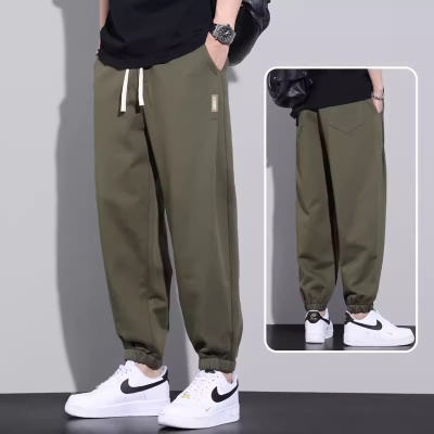 休闲裤男士夏季弹力2025束脚卫裤宽松运动大码哈伦男裤潮工厂代发