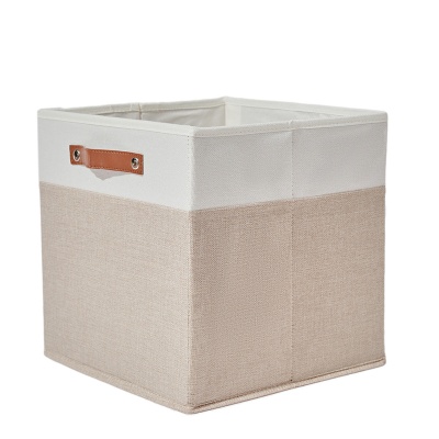 博颂杰亚麻布艺收纳筐桌面杂物零食遥控收纳箱家用可折叠收纳神器