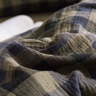 日本进口加棉全棉三层纱被套被单裸睡舒适四件套春秋简约床上用品