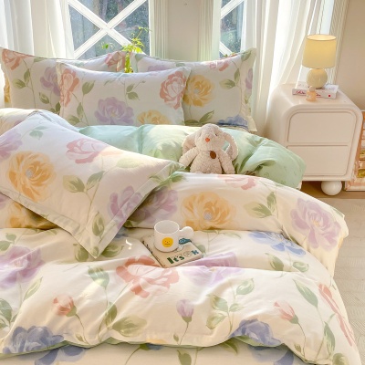 小清新床上四件套100全棉印花纯棉被套床单宿舍三件套床上用品