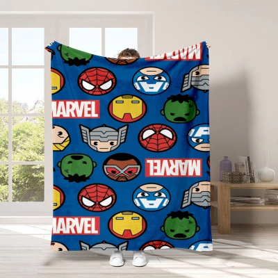 亚马逊热卖漫威蜘蛛侠跨境法莱绒毛毯一件代发卡通印花加厚毯子数