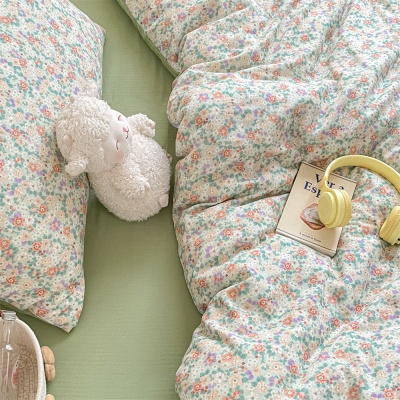 A类全棉双层纱四件套2025新款纯棉被套床单碎花床上用品四季通用