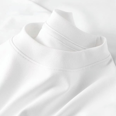 纯棉女打底衫320克重磅夏季圆领时尚穿搭情侣光版黑白色T恤五分袖