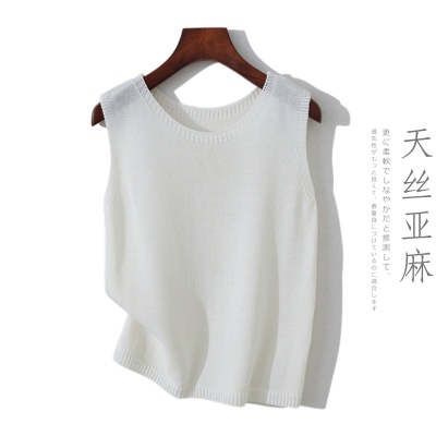 天丝亚麻吊带背心女夏外穿内搭宽松大码无袖坎肩针织打底上衣马甲