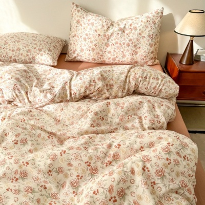 a类针织棉双层纱四件套纯棉被套床单床上用品学生宿舍三件套批发