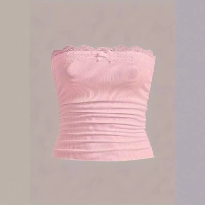 2024亚马逊跨境夏季新款蕾丝拼接纯色性感欧美上衣辣妹抹胸背心女