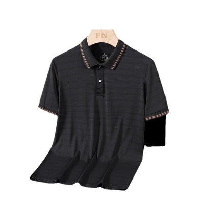 polo衫男装潮牌t恤爸爸装商务绅士冰丝降温T恤中老年休闲薄款男装