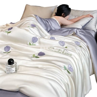 水洗真丝夏被冰丝空调被四件套2025新款冰丝夏凉被床单被套三件套