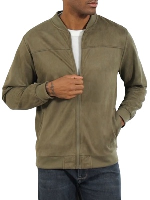 2025跨境亚马逊春秋季麂皮绒纯色男装拉链夹克休闲复古长袖夹克衫