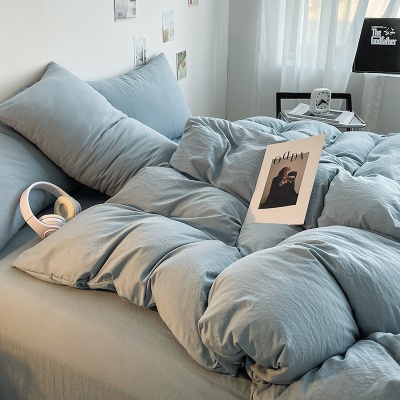 a类4四件套床单被套被罩枕套简约纯色学生宿舍水洗棉3三件套批发