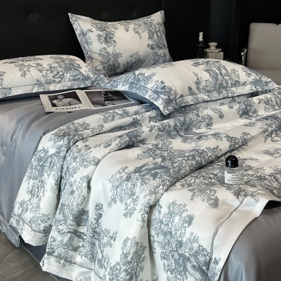 A类凉感空调被四件套夏季床品丝滑床单水洗天丝单品夏被床笠4