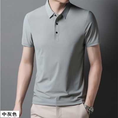 现货冰丝男士POLO衫男夏季薄款高级感商务休闲弹力翻领衬衫t恤