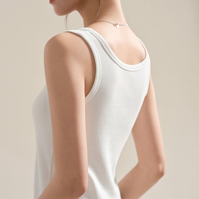 灰色吊带背心女内搭2024新款夏季外穿修身宽肩带美背无袖螺纹上衣