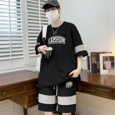 夏季薄款运动套装男士ins潮流搭配帅气校园风休闲短袖t恤夏装一套
