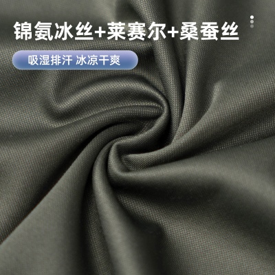 男式男装桑蚕丝T恤舒适天丝圆领短袖中老年男装爸爸装夏