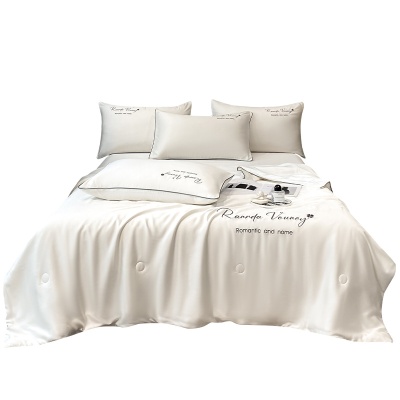 绣花款夏季轻奢水洗天丝凉感空调被四件套可机洗水洗家用夏被礼品