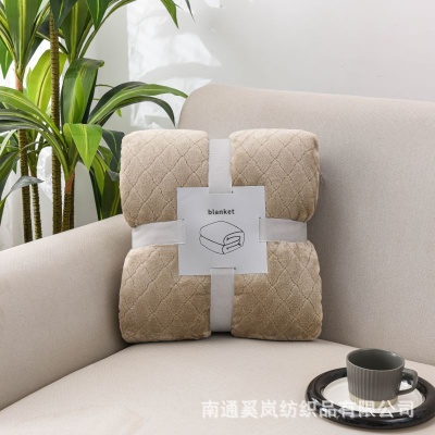 厂家供应跨境法兰绒毛毯法兰绒提花毯珊瑚绒毯子礼品办公室午休毯