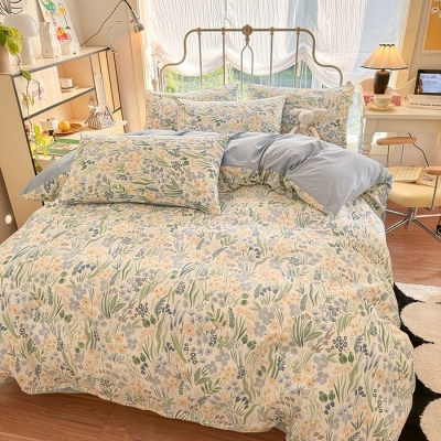 100%全棉床上用品四件套纯棉被套床单人三件套学生宿舍被单