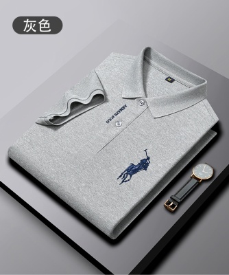 跨境电商短袖t恤2023夏季新款中青年男士翻领工装Polo衫外穿T恤男