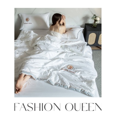 跨境轻奢夏凉被空调被四件套冰丝缎面床单家用水洗可裸睡薄被子