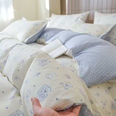 卡通床上用品被套学生宿舍三件套被单4件套亲肤水洗棉四件套清仓