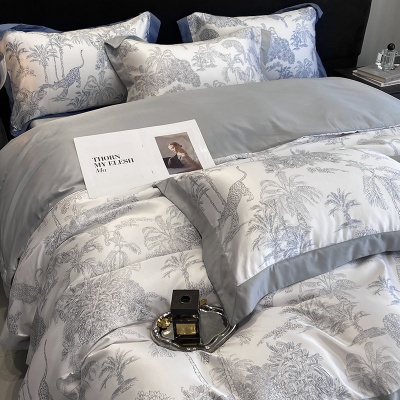 A类母婴级冰丝四件套水洗真丝被套天丝床单三件套夏凉被床上用品