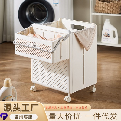 家居折叠收纳篮子脏衣篮带滑轮多功能手提脏衣篓家用浴室杂物收纳