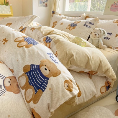 田园全棉ins床上四件套纯棉被套床单床笠 清新碎花床上用品三件套