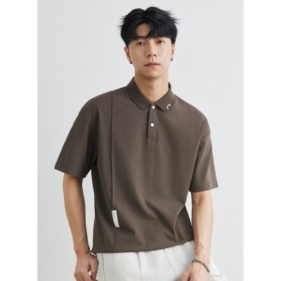 亦止男装短袖polo衫男夏季宽松半袖2025新款美式上衣翻领美式t恤