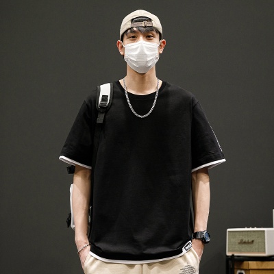 大码纯棉短袖t恤2025夏季时尚短袖青年休闲运动男士短袖t恤M-8X5