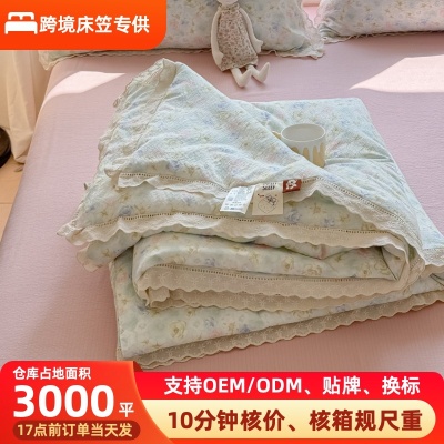 ins法式花边夏凉被四件套抖音爆款A类母婴级空调被床单床笠四件套