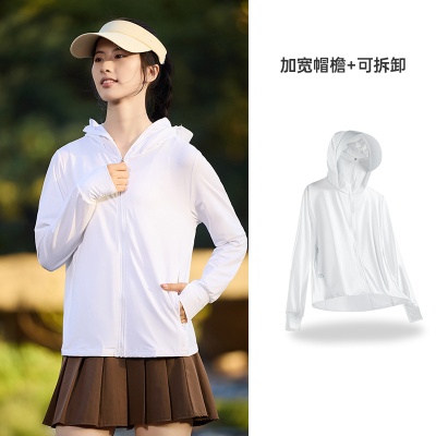 原纱防晒衣冰丝女upf100+男防晒服可拆卸帽檐凉感户外骑行皮肤衣