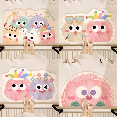 卡通浴室吸水地垫趣味卫生间门口硅藻泥防滑脚垫家用厕所速干地毯